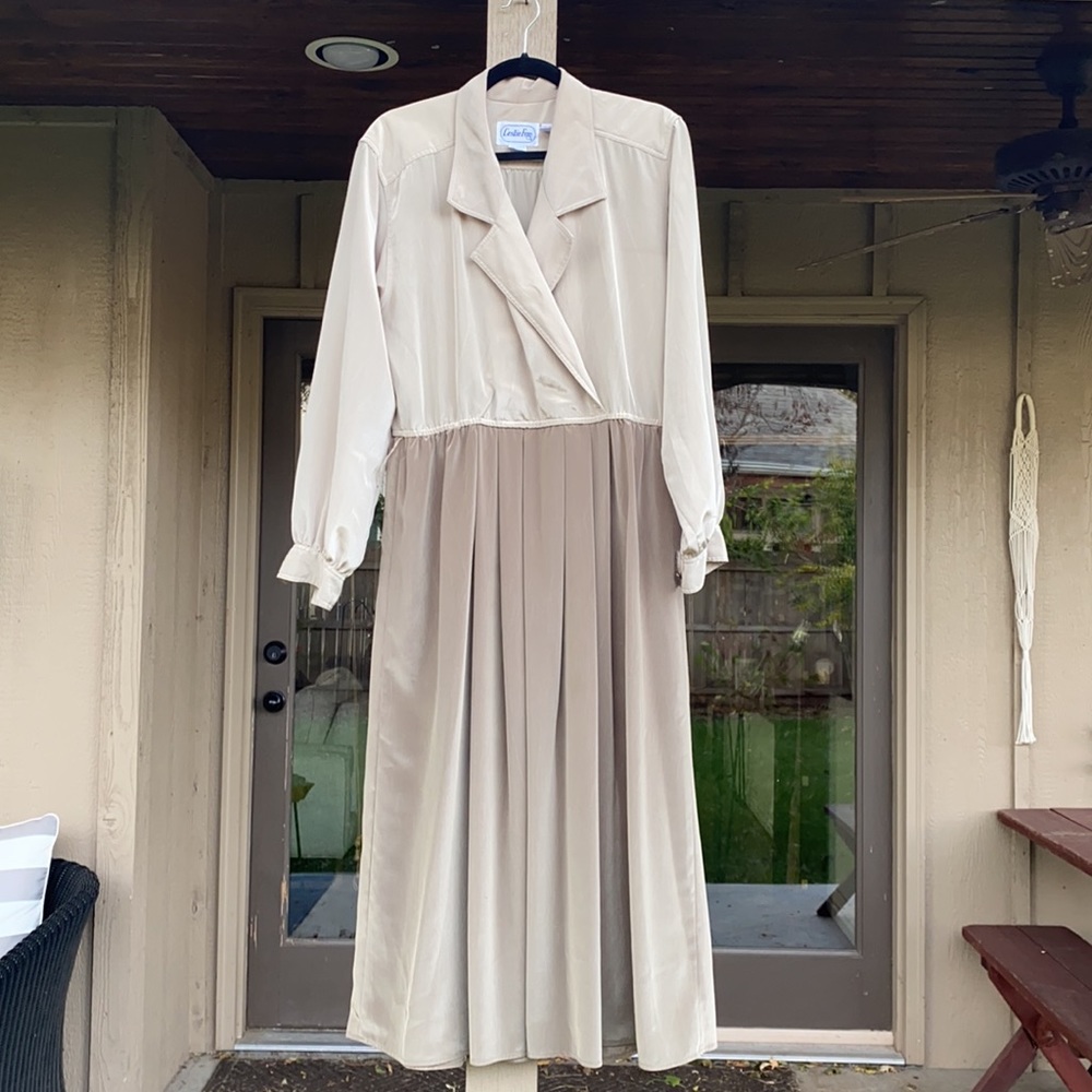 Vintage Leslie Fay Long Olive Dress size 12